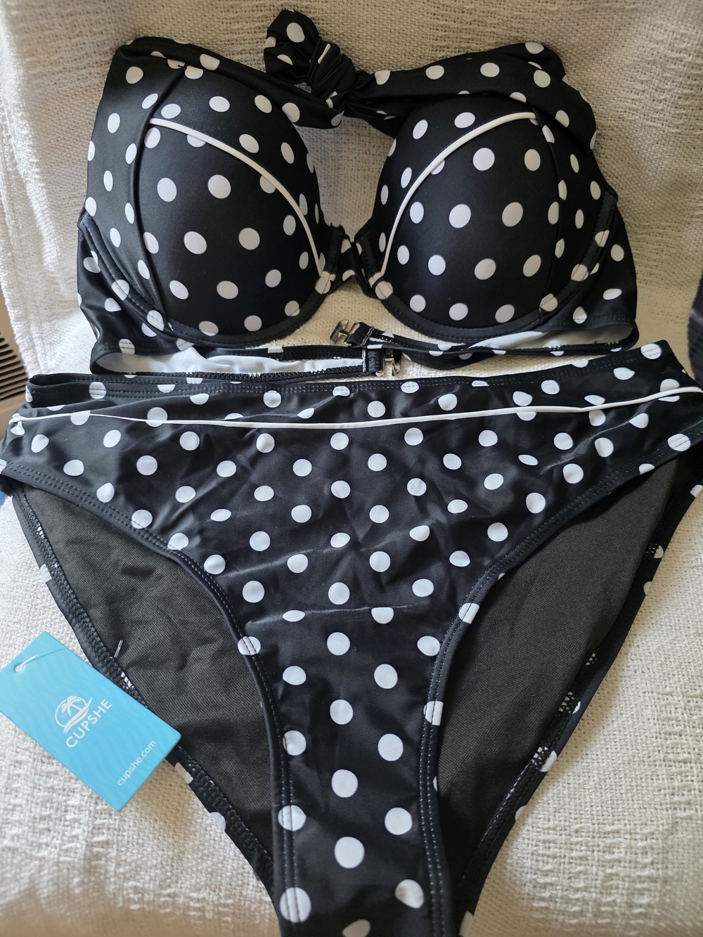 Cupshe Black & White Polka Dot  Bikini New W Tags